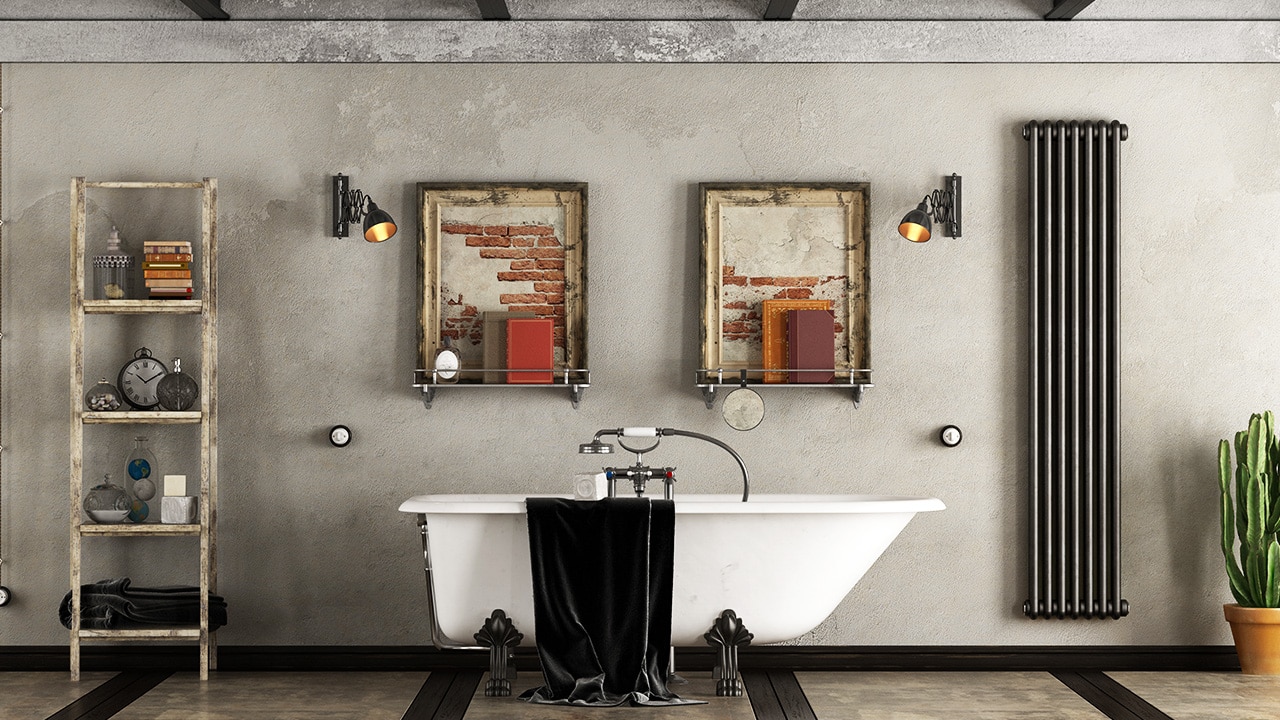 como fazer prateleiras de cano e madeira para banheiro industrial