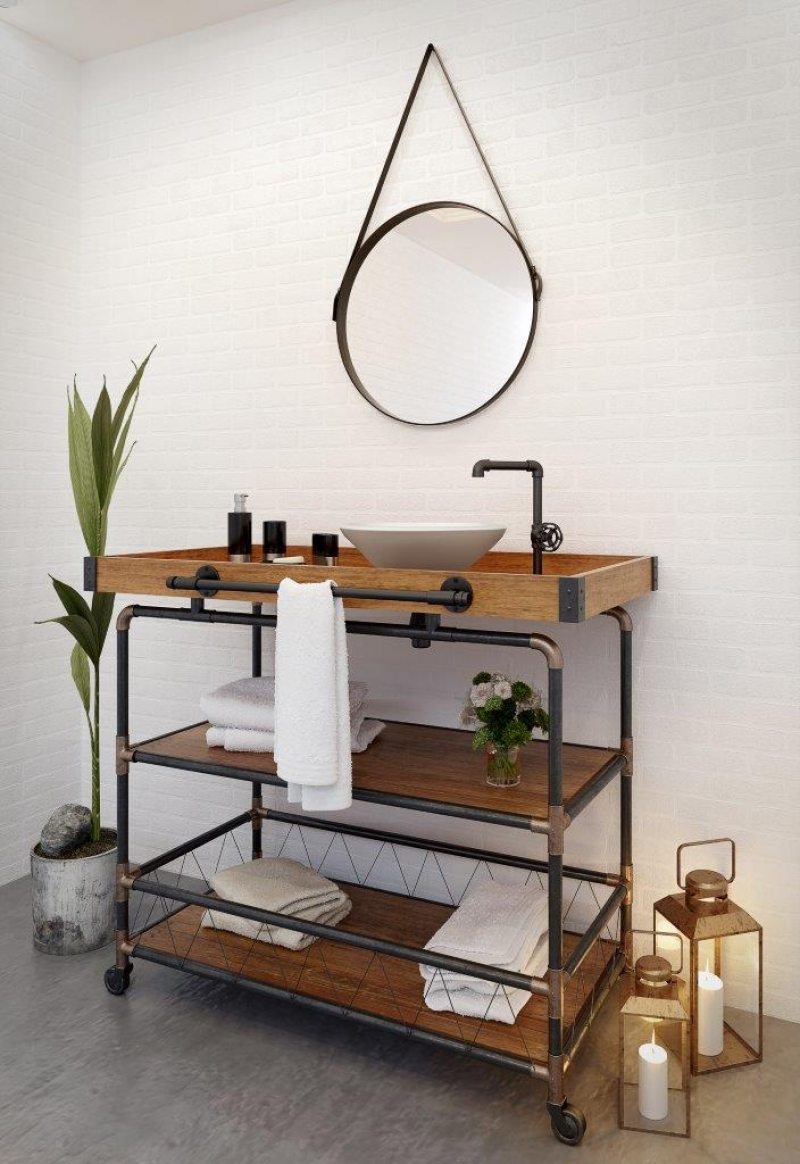 decoracao industrial barata para banheiro