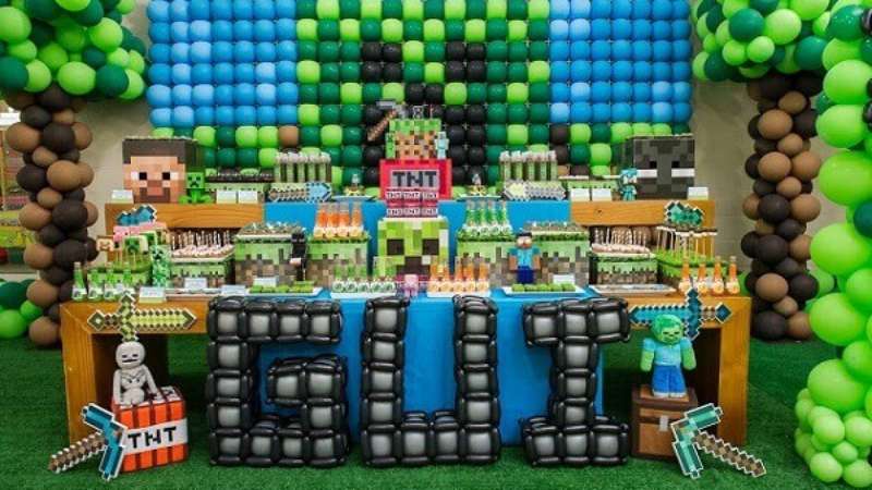 ideias de decoração minecraft simples para festa