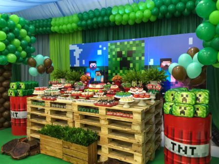 ideias de decoração minecraft simples para festa