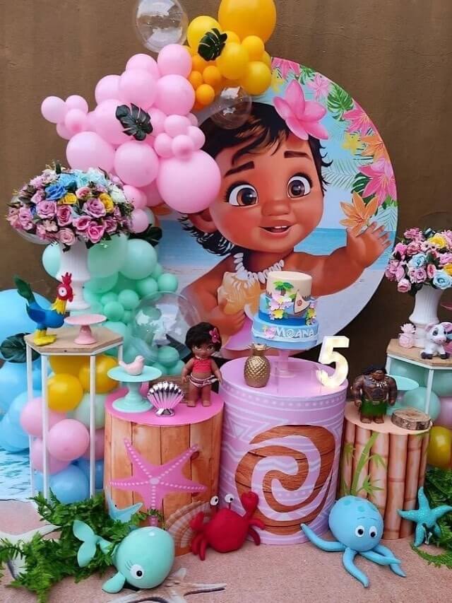 ideias de decoração moana simples e barata para festa infantil