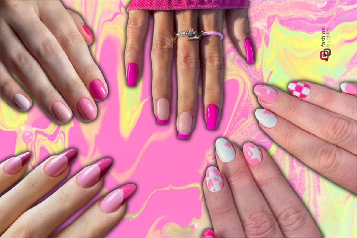 como fazer unhas decoradas rosa com glitter passo a passo