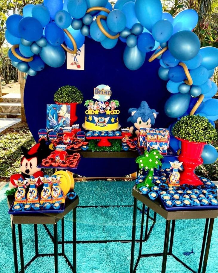 ideias criativas decoração festa sonic para crianças