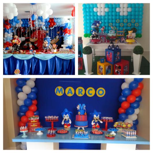 ideias criativas decoração festa sonic para crianças