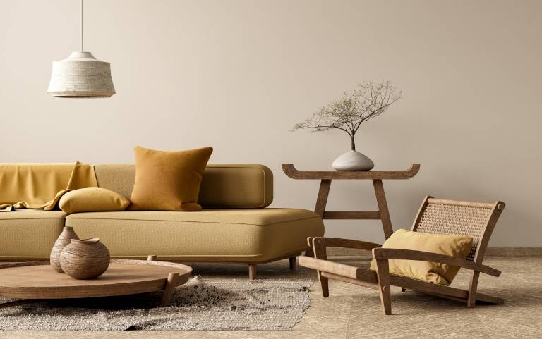 ideias decoração wabi-sabi sala pequena