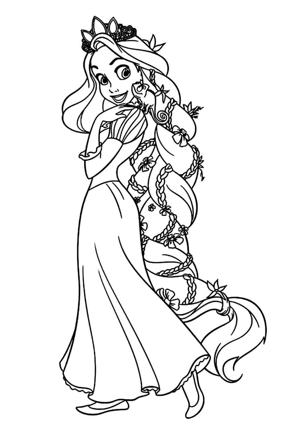 rapunzel e flynn rider para colorir
