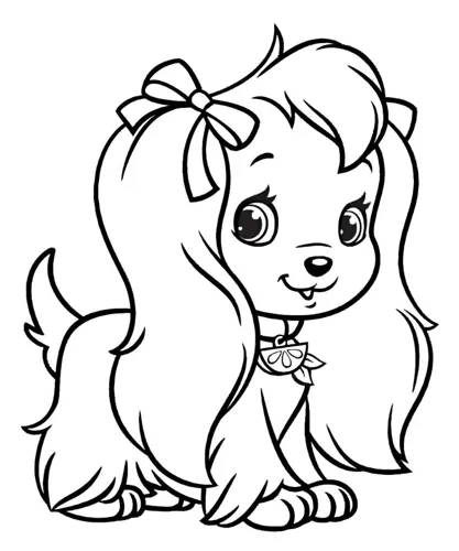 desenho de cachorro kawaii para colorir