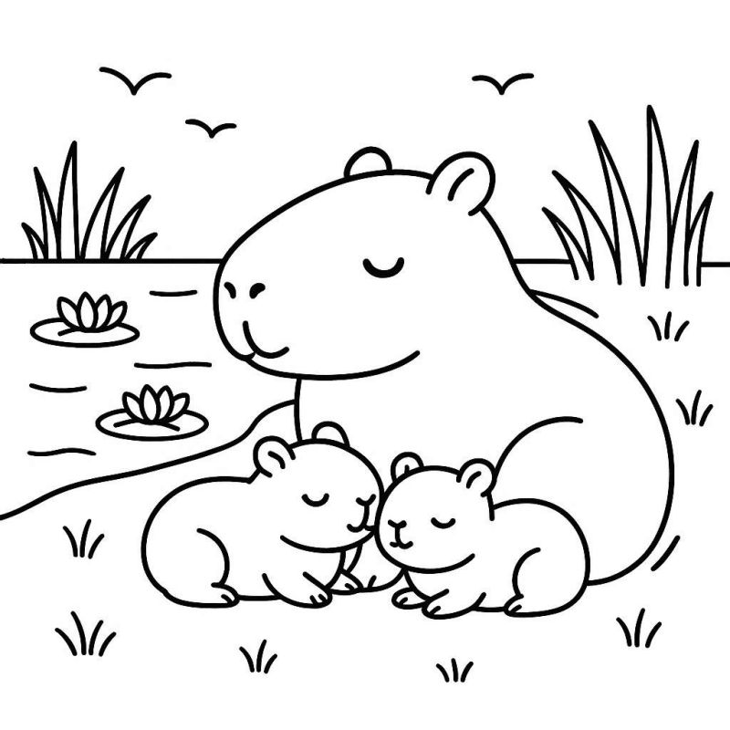 capivara desenho kawaii