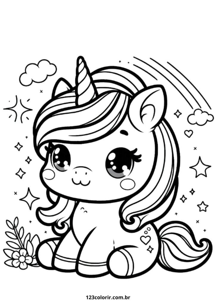 desenho de unicórnio fofo para colorir