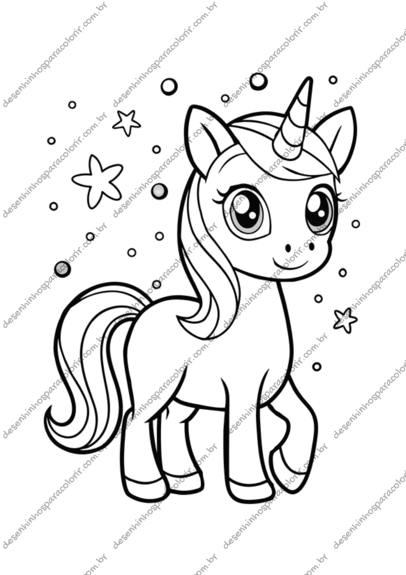 desenho de unicórnio realista para colorir