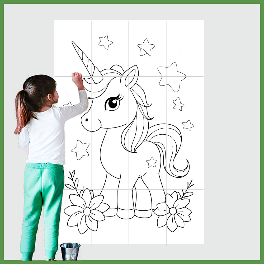 desenho de unicórnio com arco-íris para colorir