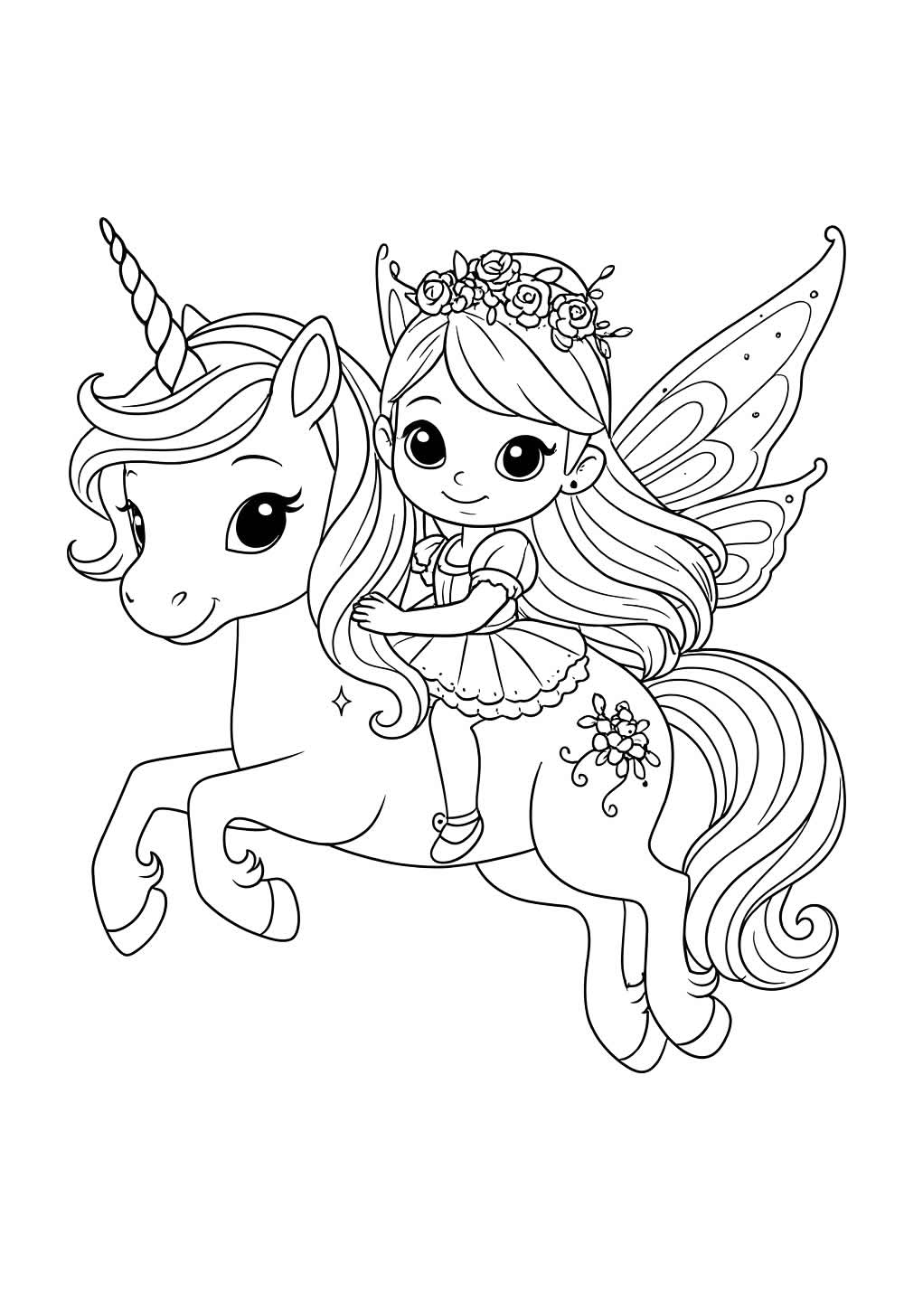 desenho de unicórnio com arco-íris para colorir