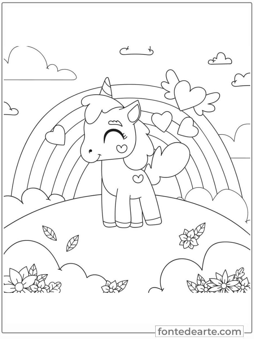 desenho de unicórnio com asas para colorir