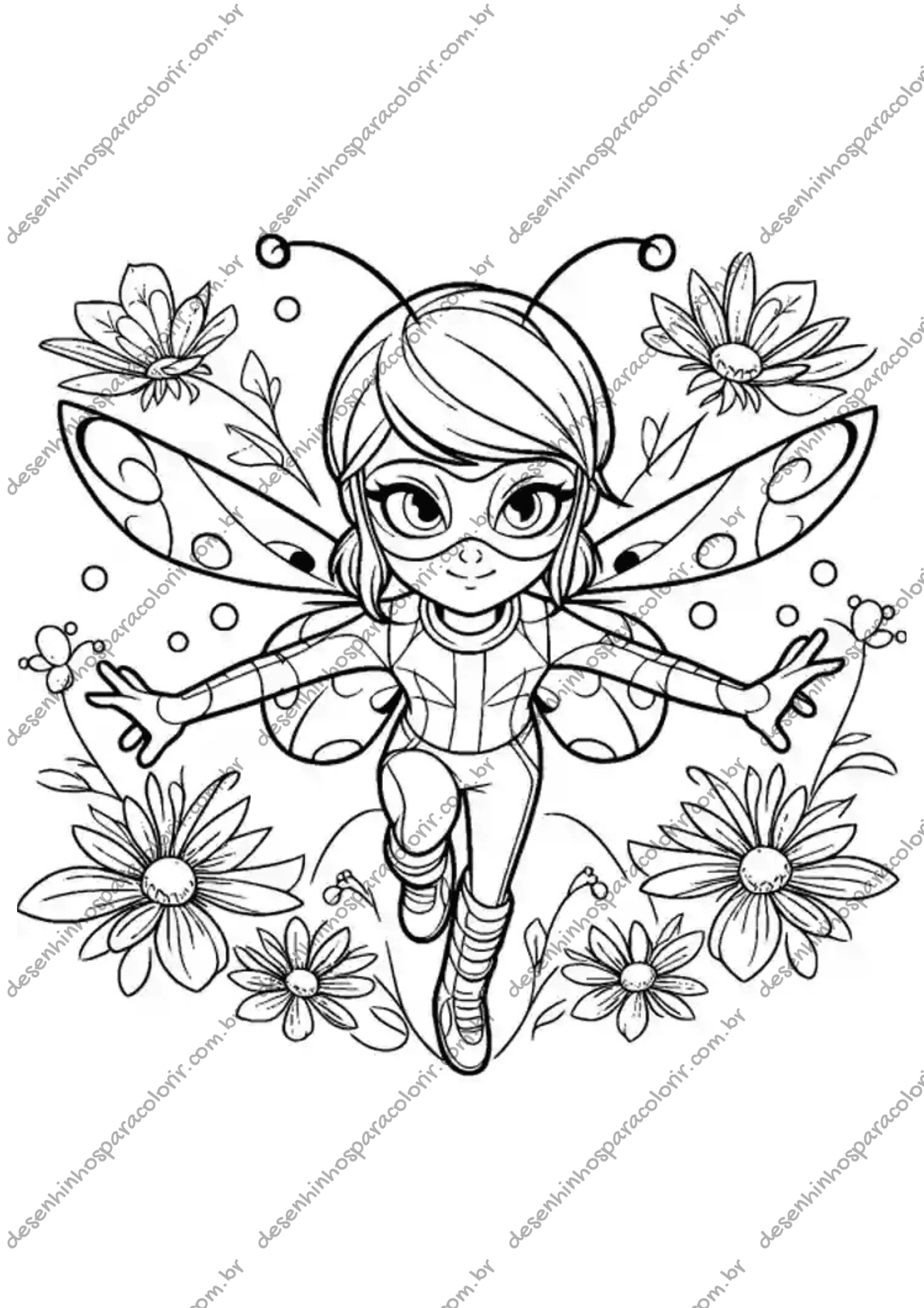 ladybug sereia para colorir