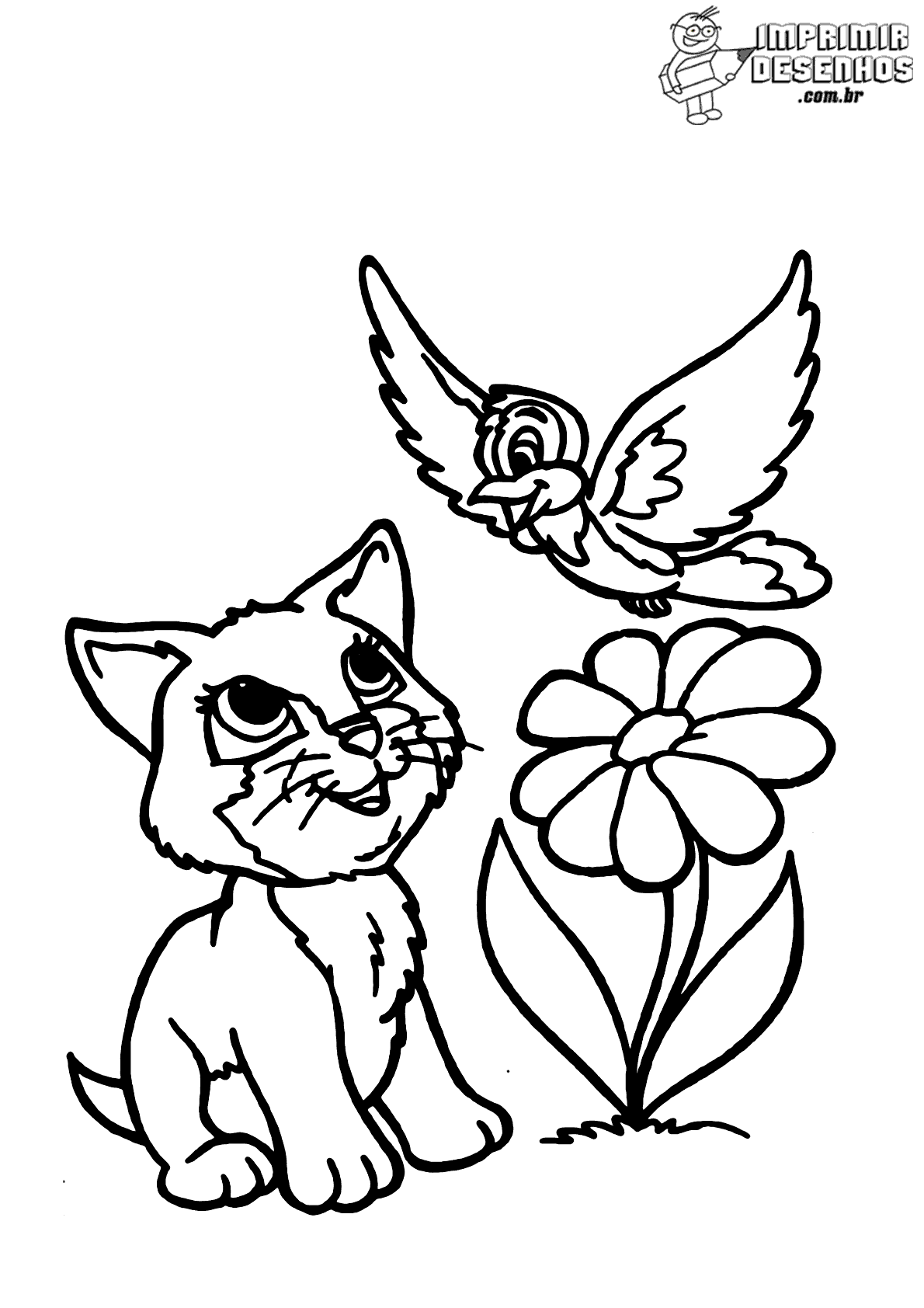imprimir desenho de gato preto e branco