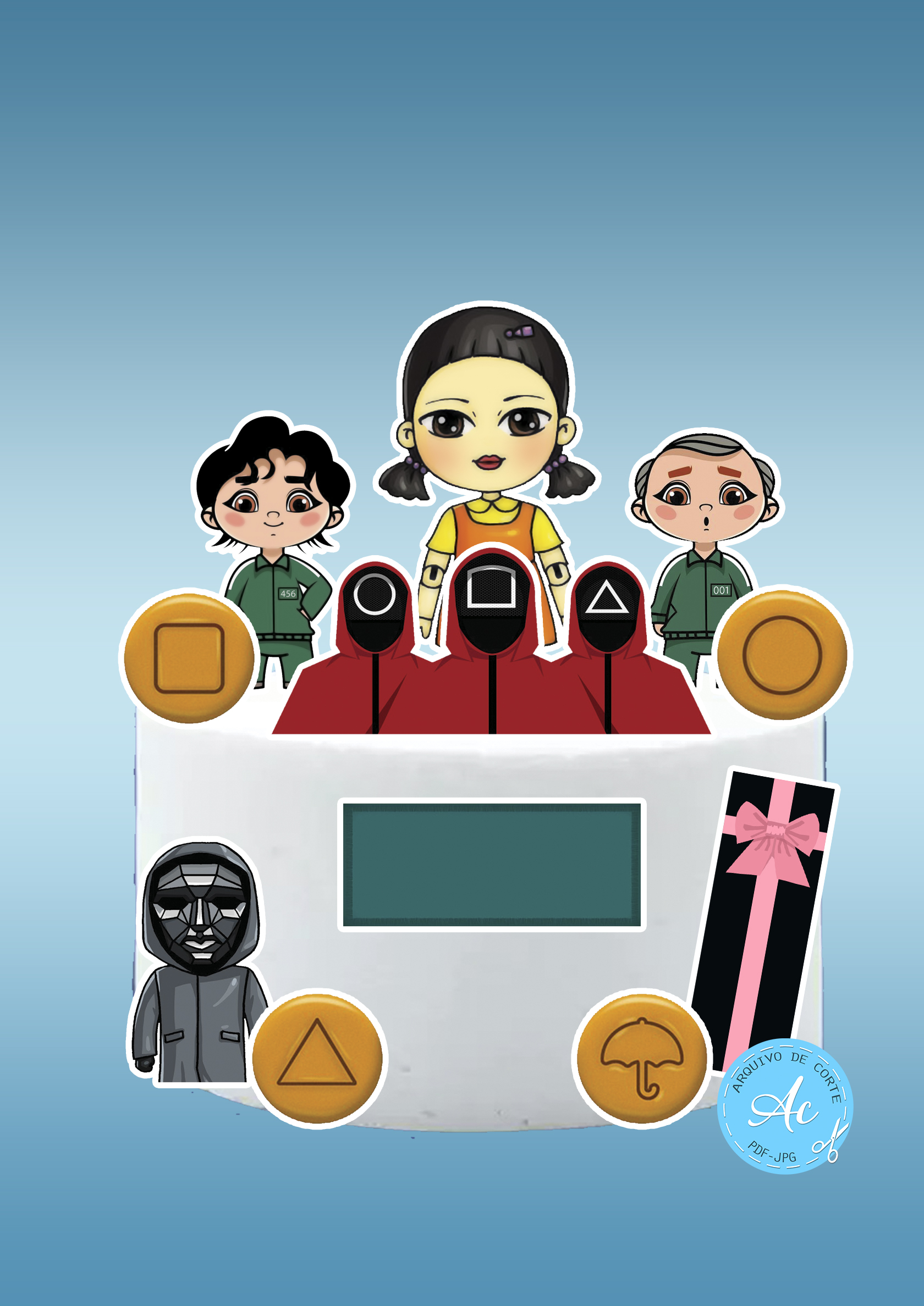 Máscaras de Papel e Convites de Aniversário Tema Round 6: Faça Você Mesmo