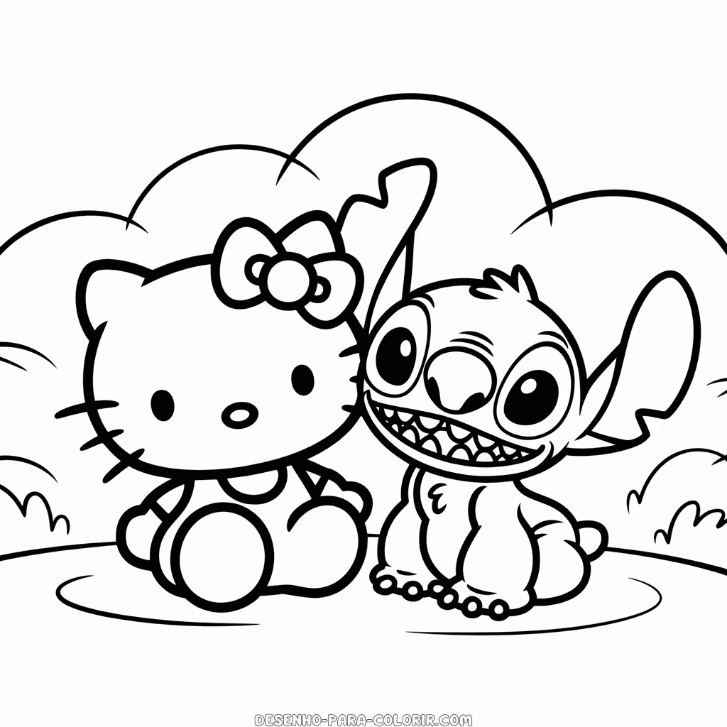stitch e angel para colorir