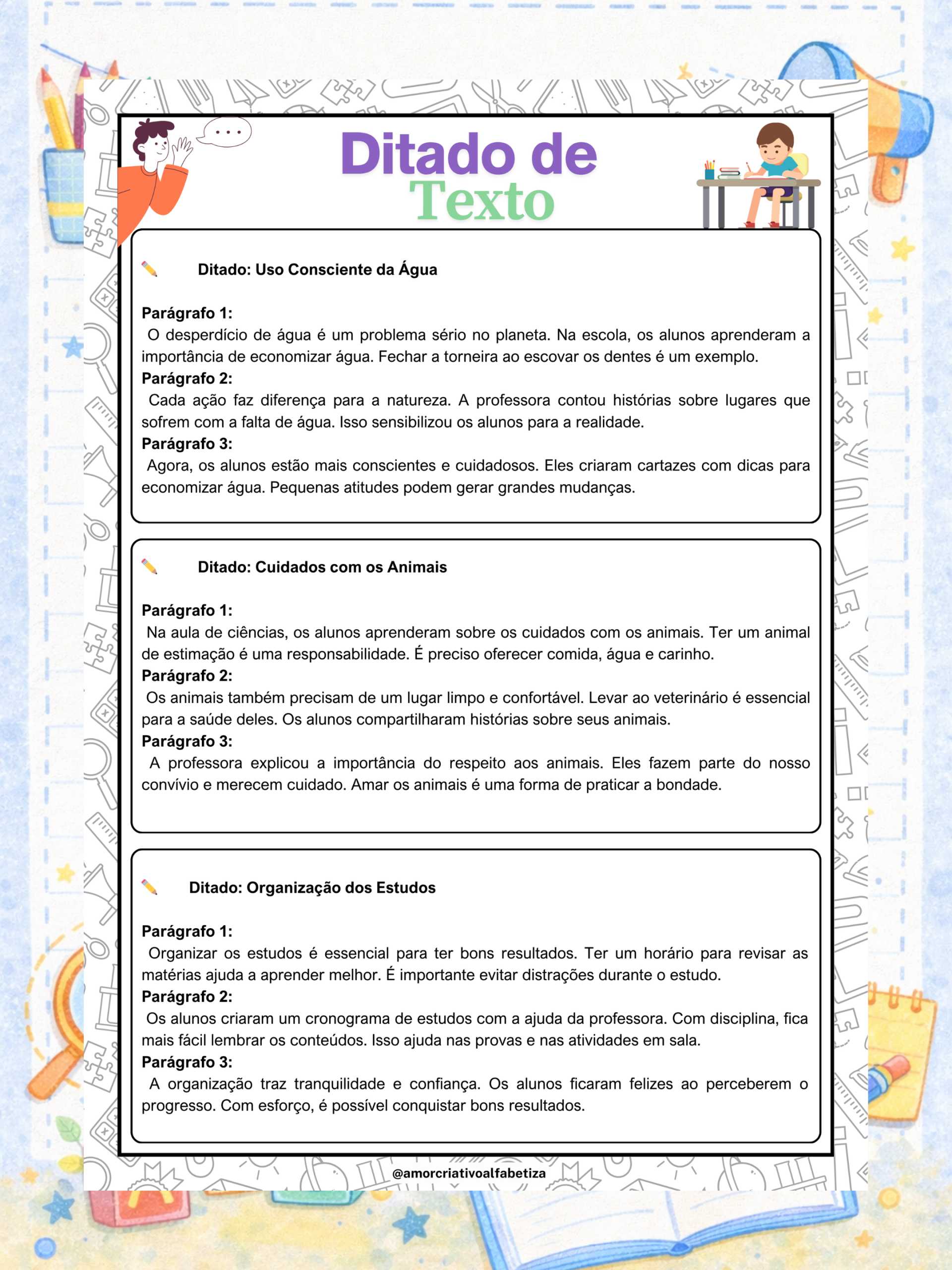 ditado de texto 5 ano