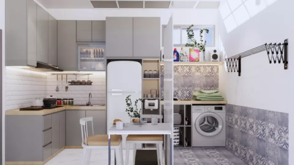 divisória cozinha lavanderia moderna