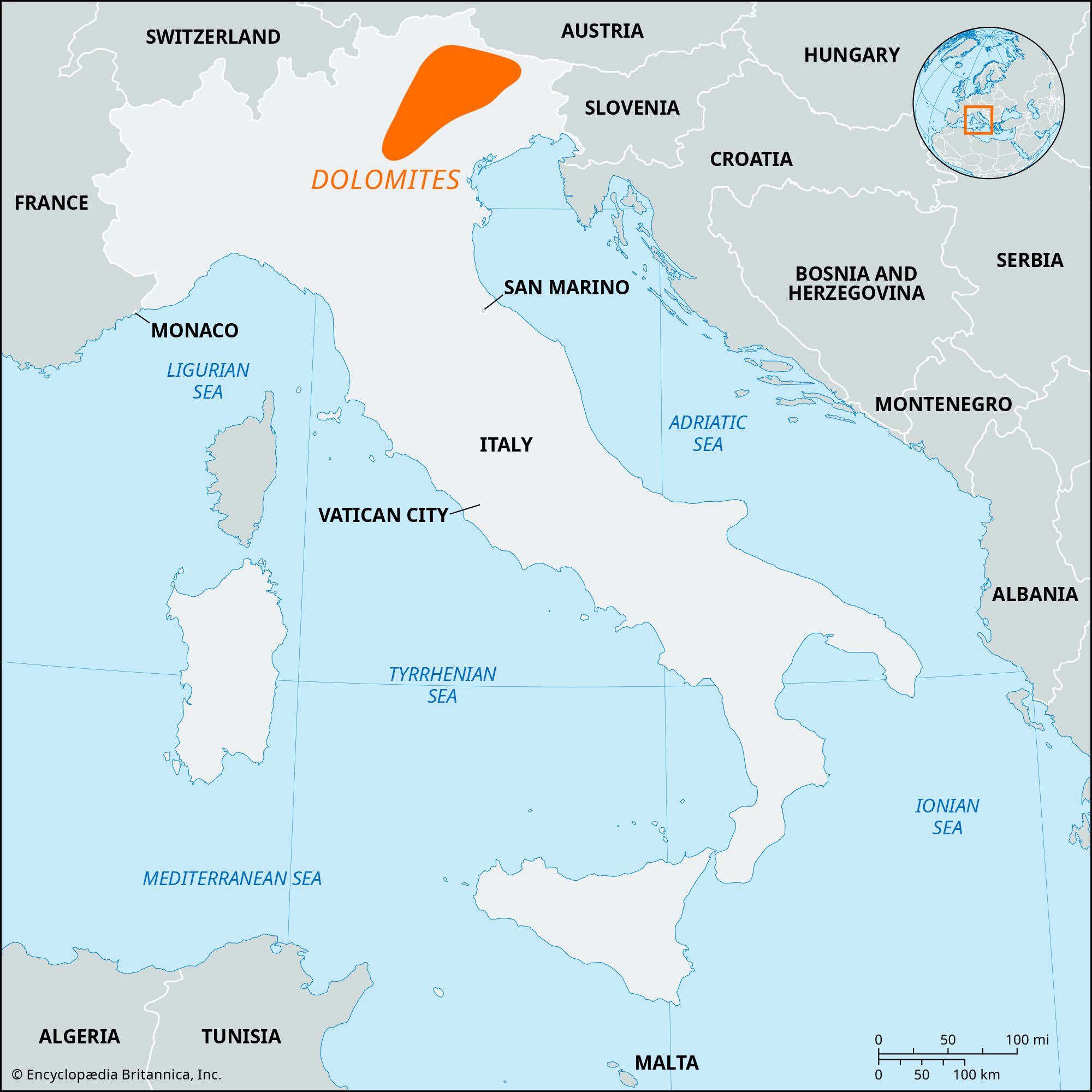 mapa das Dolomitas Itália