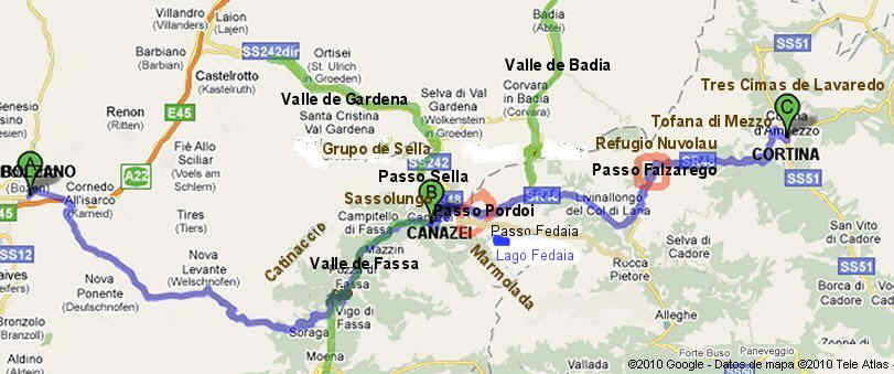 Dolomitas mapa de trilhas