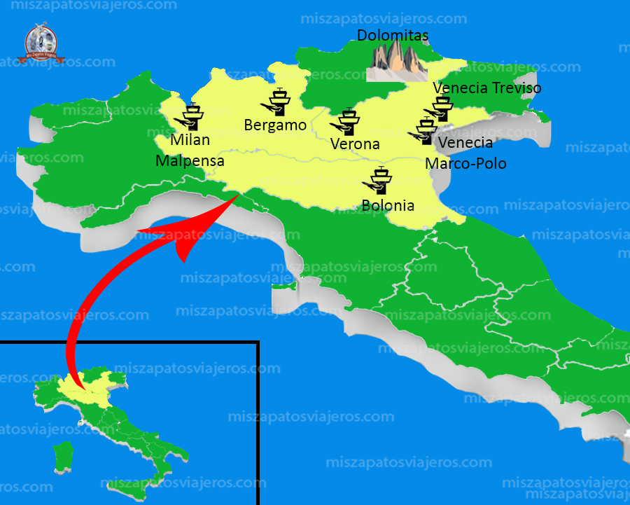 Dolomitas mapa rodoviário