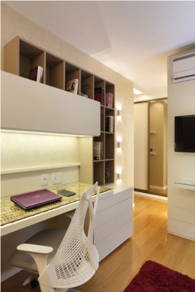 escritorio integrado com o quarto