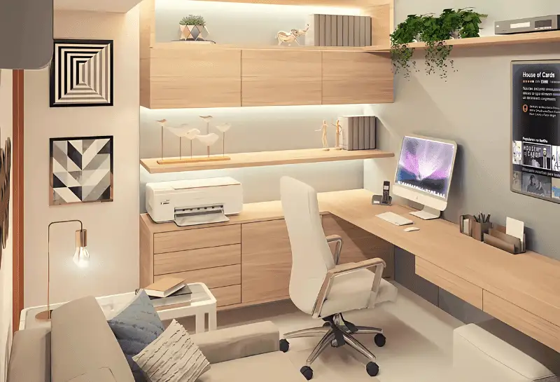 escritorio integrado com o quarto