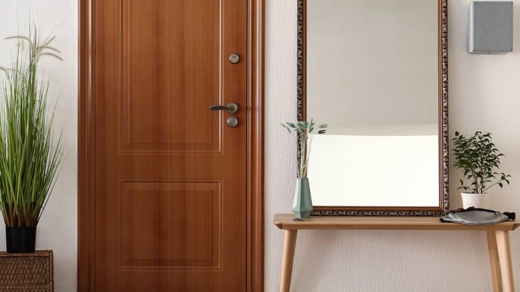 espelho na porta de entrada