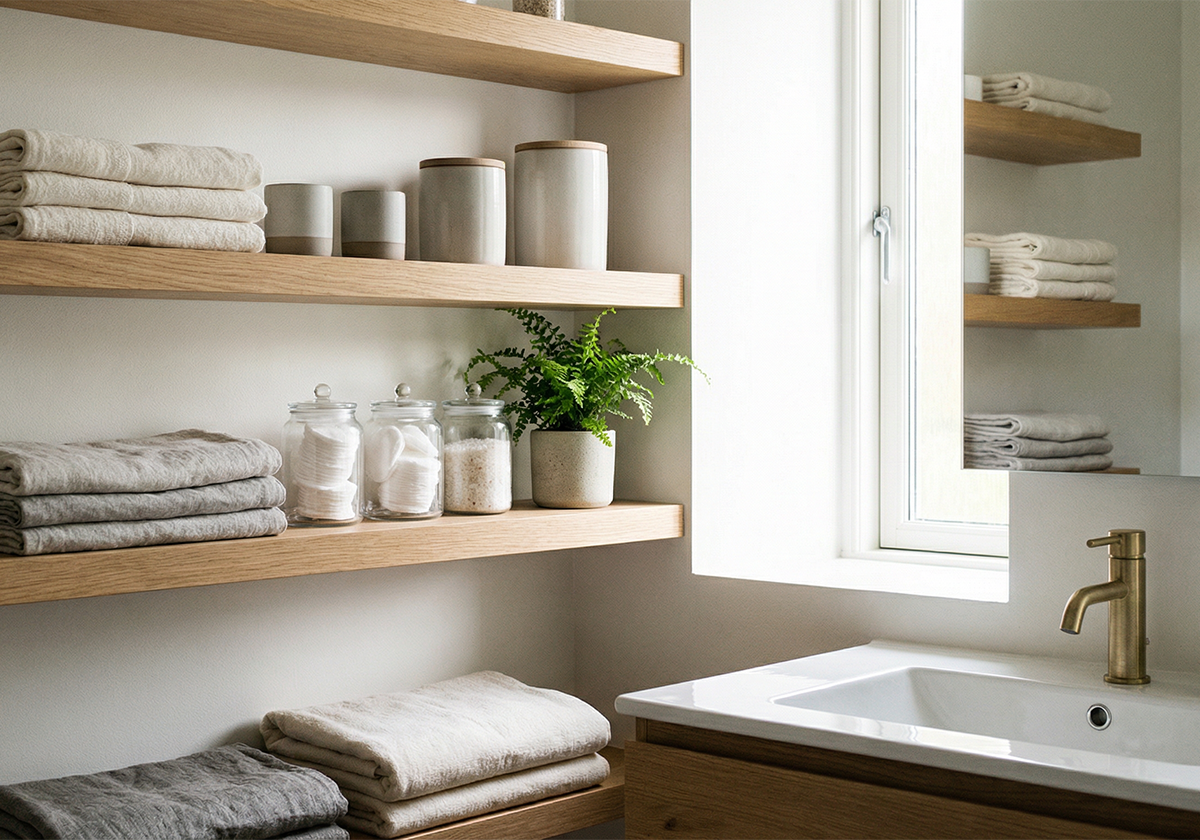 como organizar bancada banheiro minimalista sem puxadores