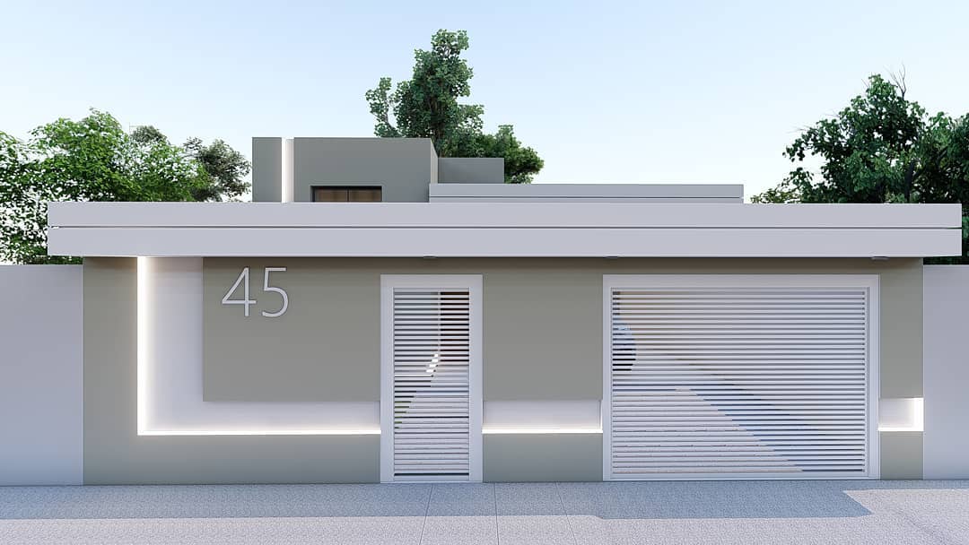 fachada de casa simples com muro