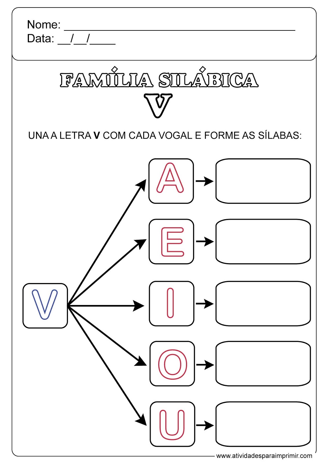 silabas va ve vi vo vu para imprimir
