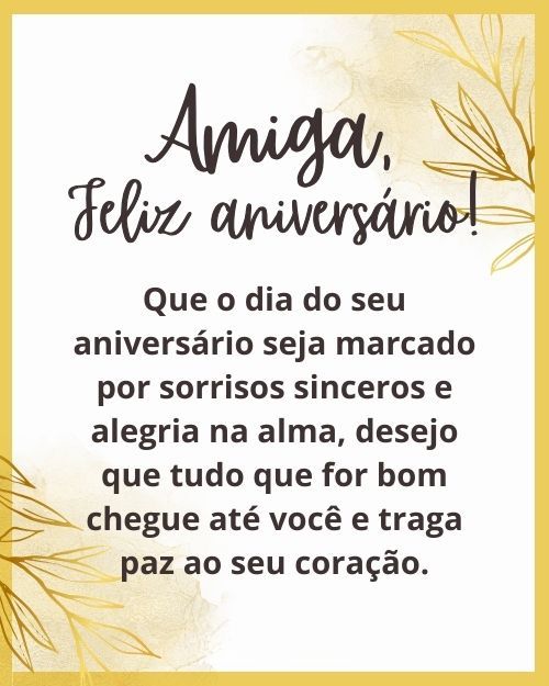 frases curtas e fofas de feliz aniversário para amiga