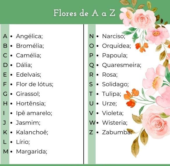flores que começam com A