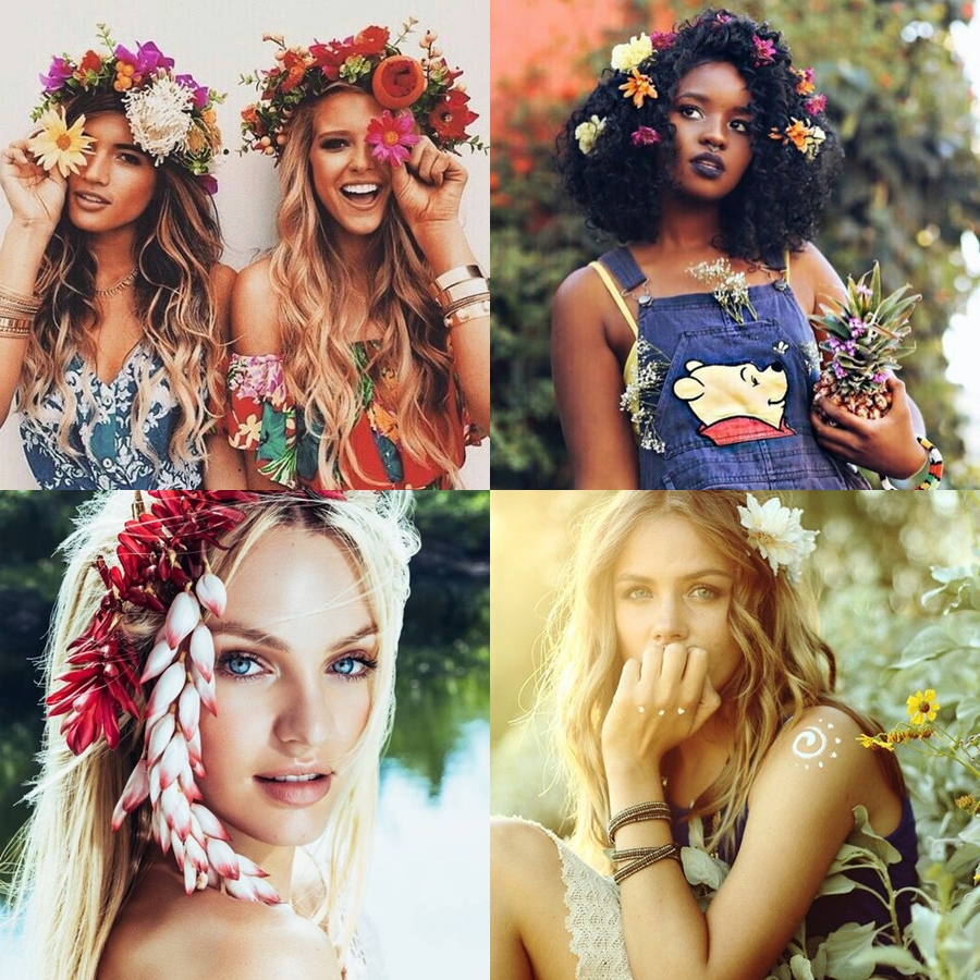 ideias de penteados com flores para cabelo