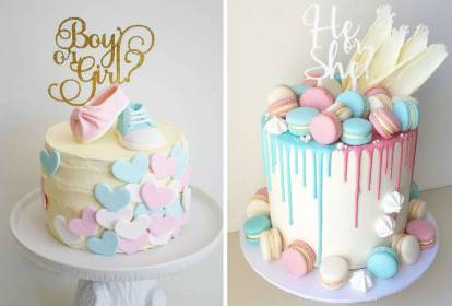 como decorar um bolo de chá revelação com flores comestíveis