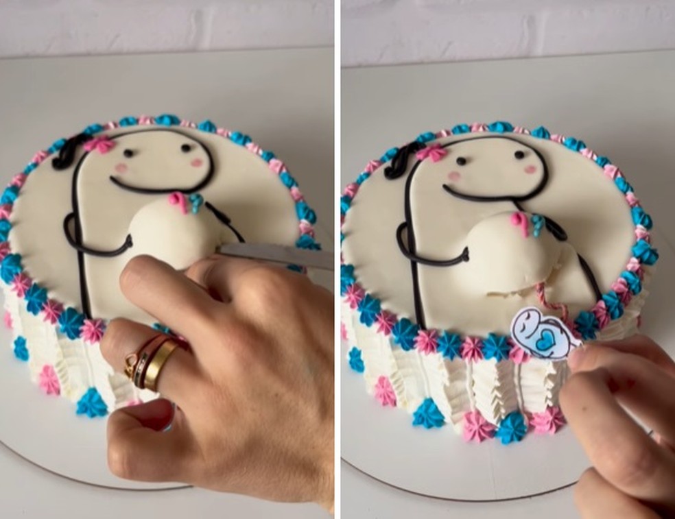 como decorar um bolo de chá revelação com flores comestíveis