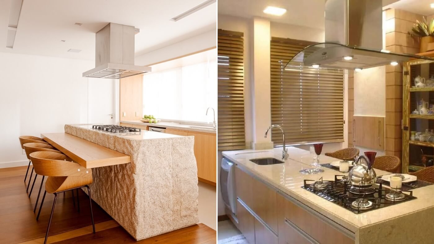 ilha de cozinha com bancada
