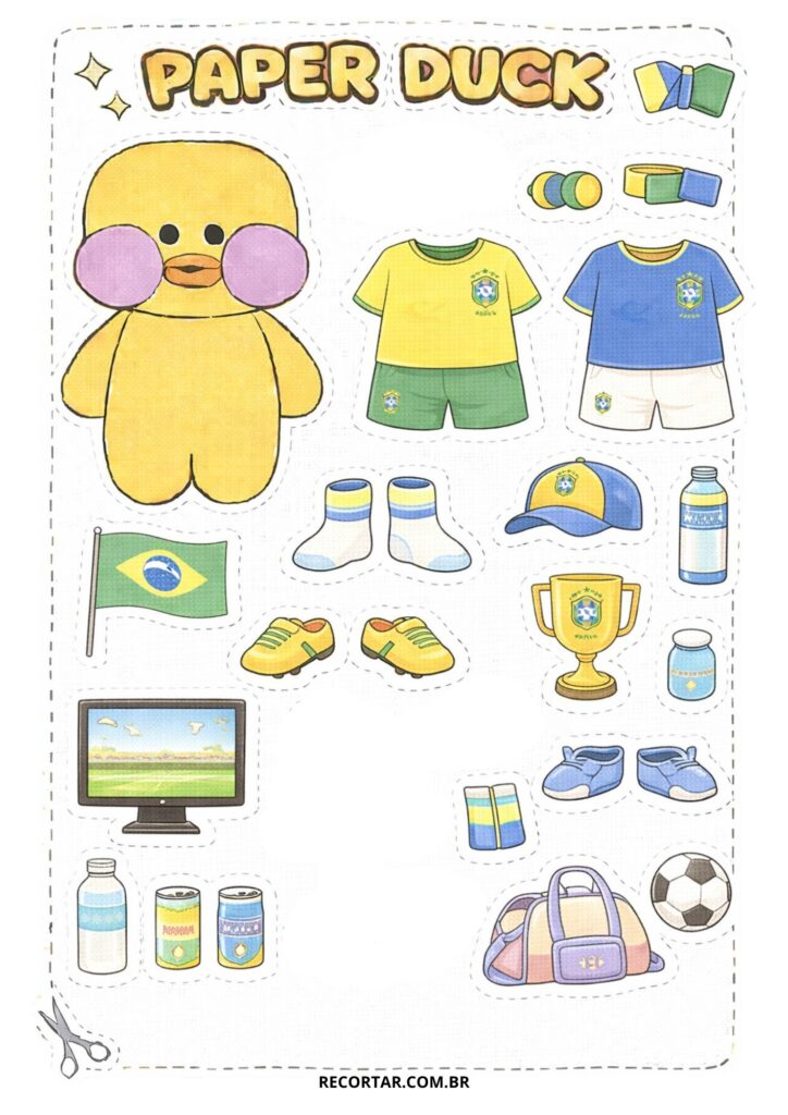 boneco de papel patinho