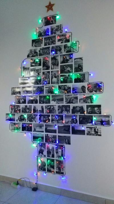 como fazer arvore de natal com fotos de familia
