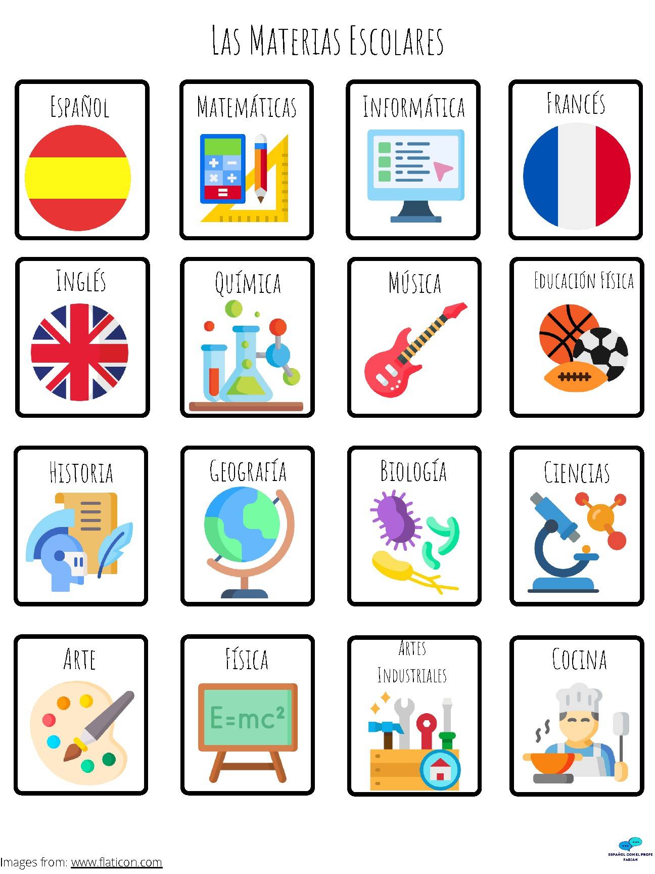 fotos de materias escolares