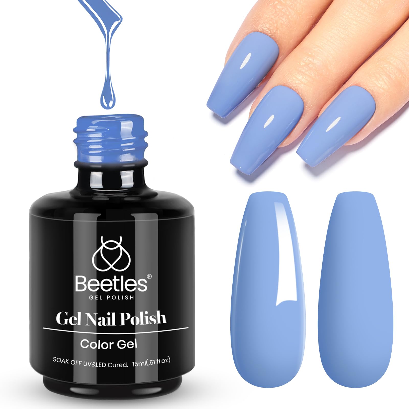 unha em gel azul encapsulada
