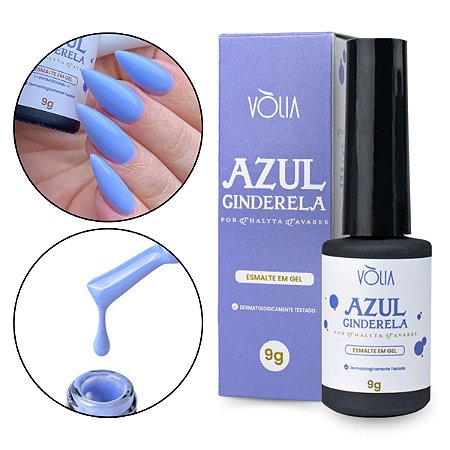 unha em gel azul com desenho