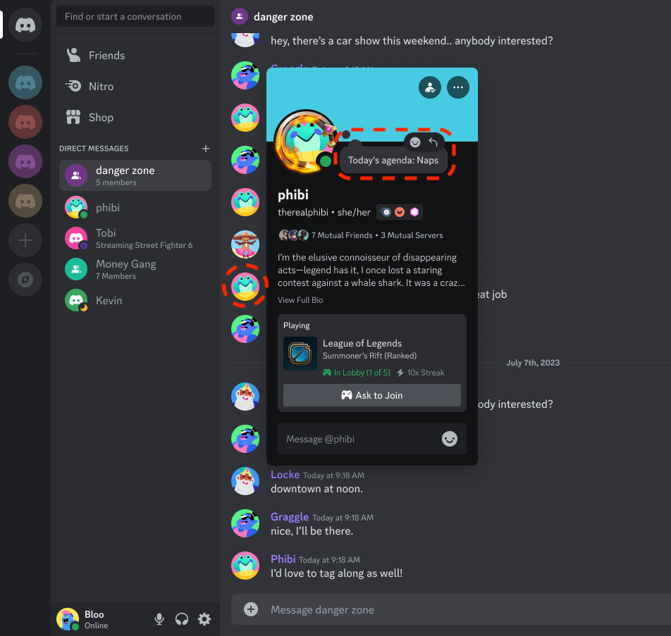 frases curtas discord