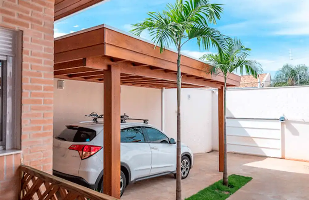 pergolado garagem com telha de zinco