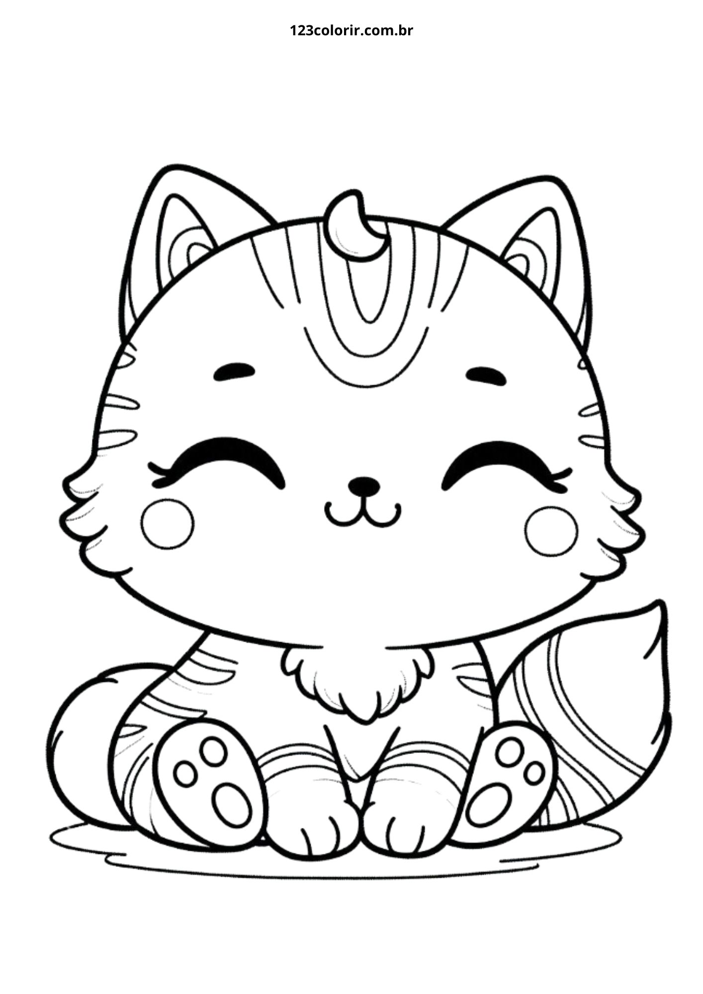 gatinho kawaii para colorir
