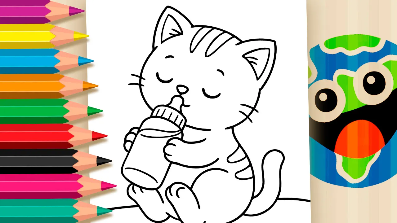 gatinho preto para colorir