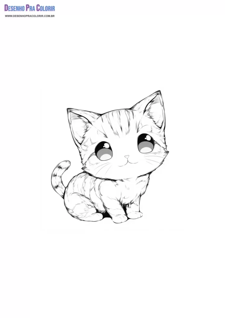 gatinho branco para colorir