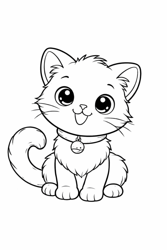 gatinho preto para colorir