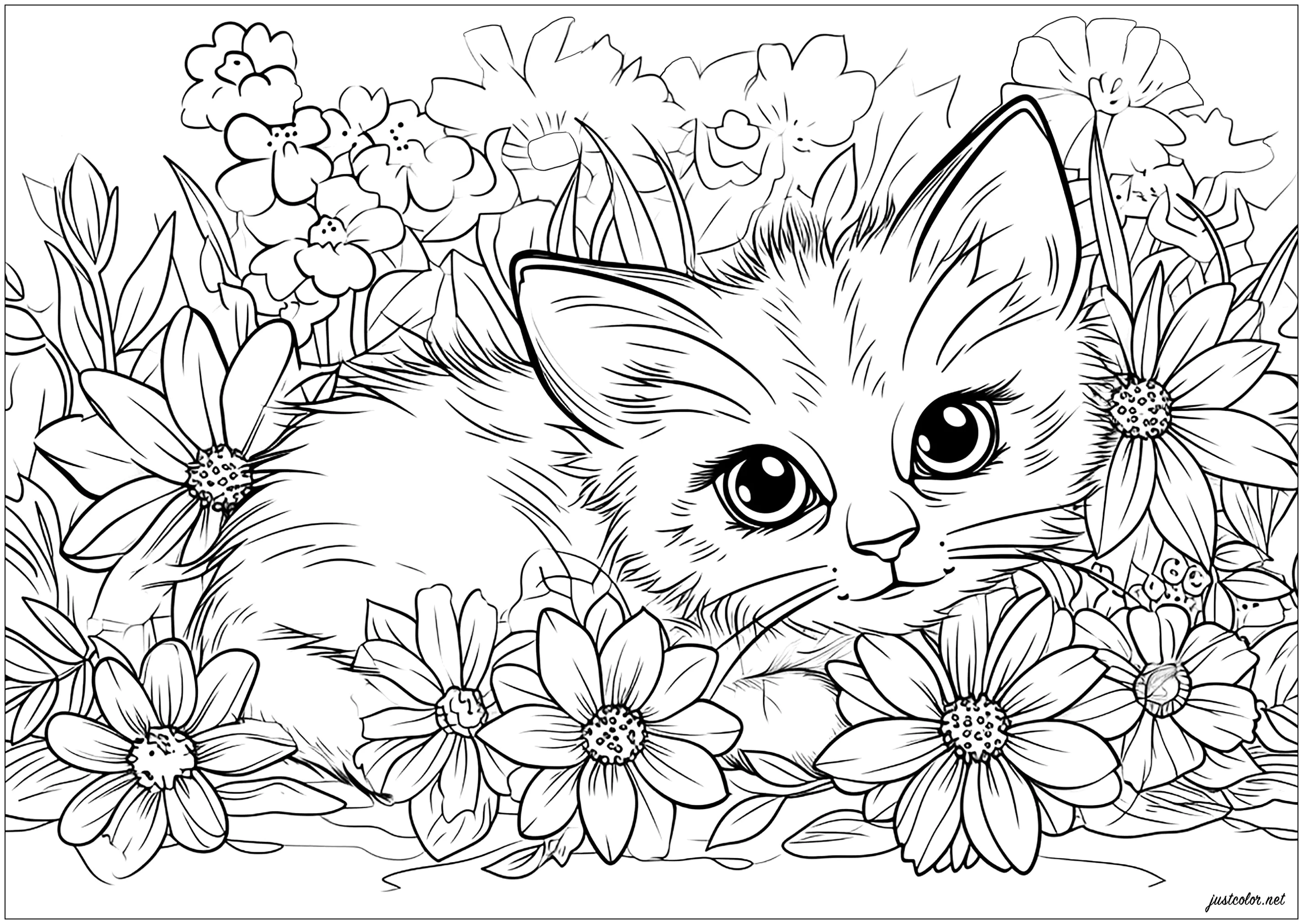 gatinho para colorir em PDF